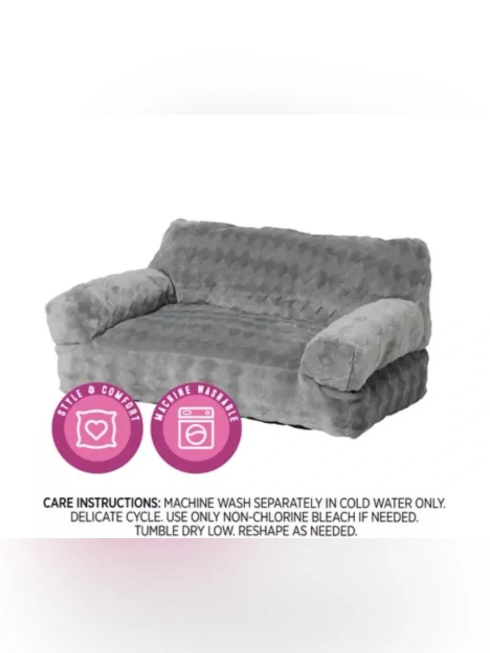 Whisker City® Grey Cat Couch Bed 21Lx12W
